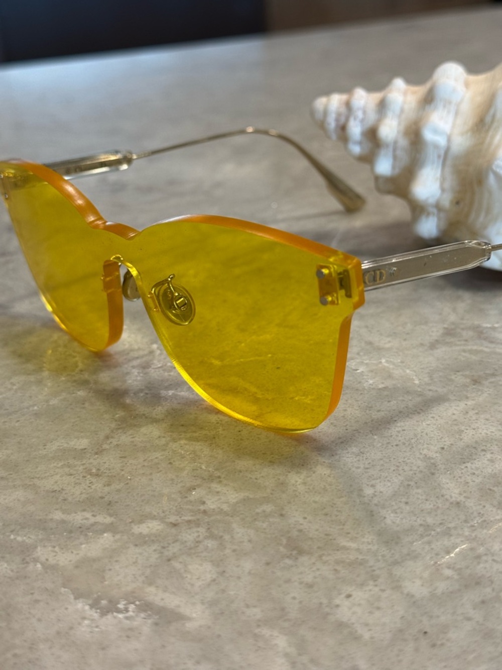 Dior Yellow Rimless Cat-Eye Sunglasses - Picture 5 of 5